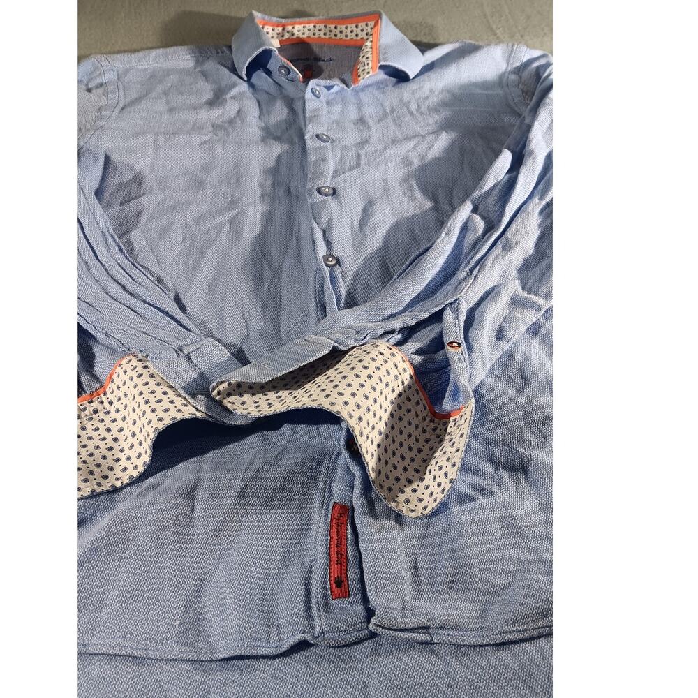 Visconti Black Men’s Shirt M Light Blue Textured Button Up Long Sleeve Casual - Picture 2 of 8